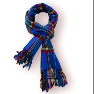 Unisex Blue Tartan Plaid Scarf